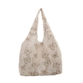 Ruime canvas draagtas met artistieke vlinderprint en geïntegreerde schouderband - Khaki
