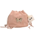 Pink marble pattern bucket bag with silver butterfly clasp and fuzzy monster charm - Pink With Charm