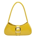 Elegante borsa a spalla gialla lucida con fibbia dorata e design a mezzaluna - Giallo
