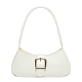 Borsa a spalla a mezzaluna bianco crema stile francese lucida con fibbia dorata - Bianco