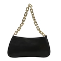 Minimalist black underarm bag with a bold matte finish and chunky gold chain strap - Black