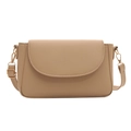 Chic khaki PU leather small crossbody bag with gold ring closure and rounded flap - Khaki