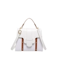 Sacoche selle blanc et marron avec motif crocodile et détails dorés brillants - Blanc