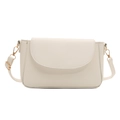 Minimalist beige crossbody shoulder bag with golden hardware and adjustable strap - White