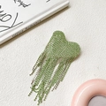 Supporto per telefono cuore con strass verdi, nappe scintillanti e finitura lucida - Cuore con Strass e Nappa / Verde