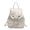 Schicker silberner Metallic-Rucksack aus PU-Leder mit Kettenriemen und Drehverschluss - Silber