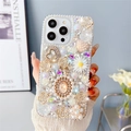 Dettaglio delle rose 3D e margherite sulla custodia di lusso per telefono con perle - Bianco / iPhone 7/8/SE 2020