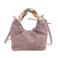 Pink marble cloud bag with beaded resin handle and detachable shoulder strap - Pink