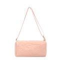 Pink cylinder shoulder bag for women with minimalist crinkle texture and slim straps - Pink