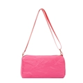 Sac bandoulière cylindrique rose vif avec texture plissée et sangle réglable - Rouge Rose