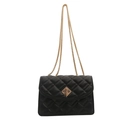 Classic black quilted leather crossbody bag with gold chain strap and turn-lock closure - Black