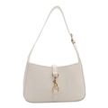 Minimalist white hobo shoulder bag with a stylish gold buckle and adjustable strap - White