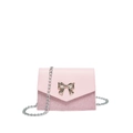 Borsa a tracolla rosa con fiocco in tessuto glitter e fibbia in metallo argento - Rosa