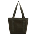 Olive green canvas tote bag with fashion letter print and large capacity design - Green