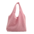 Stylish pink pleated tote bag with unique wavy texture for casual shoulder or hand carry - Pink