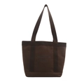 Dark brown canvas tote bag with letter print and large capacity for daily commuting - Brown