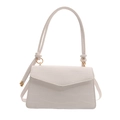 Elegant white faux leather crossbody bag with crocodile pattern and golden hardware - White
