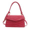Minimalist rose red crocodile pattern crossbody bag with gold buckle for women - Rose Pink