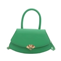 Sac à main demi-lune en cuir mat vert avec fermoir doré et bandoulière amovible - Vert