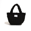 Chic black bubble texture tote bag with LOVE FASHION label in a minimalist design - Black