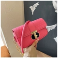 Rose pink quilted crossbody bag with gold T-bar lock and chain strap detail - Rose Red