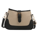 Borsa a tracolla minimalista in tela e pelle nera con finiture in metallo dorato - Nero