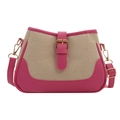 Borsa a tracolla in tela e pelle rosa con fibbia vintage e tracolla regolabile - rosa acceso