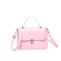 Retro minimalist pink small square bag with top handle and adjustable shoulder strap - Pink