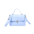 Light blue minimalist crossbody bag with top handle and silver rectangular buckle - Light Blue