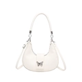 Borsa hobo bianca con fibbia a farfalla argentata e tracolle multiple versatili - Bianco