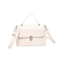 Minimalist cream white crossbody bag with silver buckle and top handle in faux leather - Cream