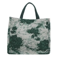 Vintage Canvas-Einkaufstasche mit dunkelgrünem Blumenmuster und großem Fassungsvermögen - Grün