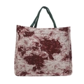 Florale Canvas-Tote-Bag mit Vintage-Rosen-Jacquard und grünen gewebten Griffen - Lila