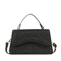 Schicke schwarze Pailletten-Handtasche mit goldenen Beschlägen und Griff für Damen - Schwarz
