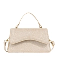 Champagner Goldene Pailletten-Handtasche mit Ledergriff und Metallic-Finish - Gold