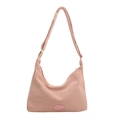 Minimalistische hellrosa Tragetasche aus strukturiertem Nylon mit breitem Schultergurt - Ohne Anhänger / Rosa