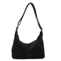 Sac hobo minimaliste en nylon noir avec bandoulière large réglable et dorures - Sans Pendentif / Noir