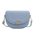 Light blue semi-circular saddle bag with wavy flap and golden cylindrical clasp decoration - Blue