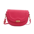 Bolso de hombro fucsia en piel sintética con cierre metálico dorado elegante - rosa intenso