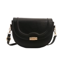 Bolso de montura minimalista de cuero sintético negro con cierre giratorio dorado - Negro