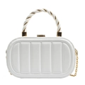 Witte gewatteerde capsule clutch met gedraaide goudkleurige kettinggreep - Wit