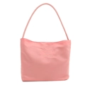 Rosafarbene minimalistische Nylon-Umhängetasche mit dekorativer Textstickerei - Rosa