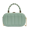 Borsa a tracolla trapuntata verde menta in finta pelle con manico intrecciato e catena - Verde