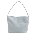 Minimalistische hellblau-graue Beuteltasche mit Onwards and Upwards Stickerei - Blau