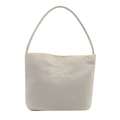 Schicke beige Nylon-Beuteltasche mit Onwards and Upwards Stickerei für minimalistischen Look - Weiß