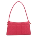Rose pink crossbody bag with geometric quilted pattern and knotted shoulder strap detail - Rose Pink