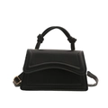 Bolso trapecio de cuero negro mate con asa de nudo y correa ajustable - Negro