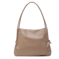 Minimalist beige large capacity shoulder bag in soft leather with stylish knot details - Khaki