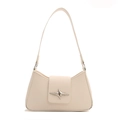 Elegante bolso baguette beige con hebilla de estrella plateada y cuero sintético - Blanco