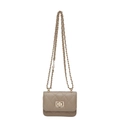 Classic quilted small square crossbody bag with gold chain strap in khaki finish - Khaki